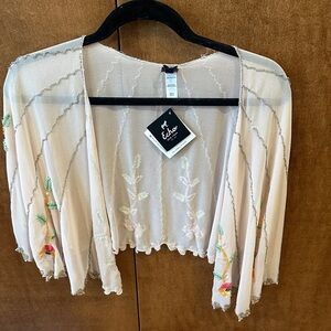 Echo Sheer Cream Floral Cape
